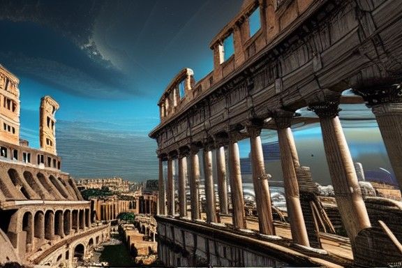 Alien City Over Rome: Vivid Photorealistic Architecture