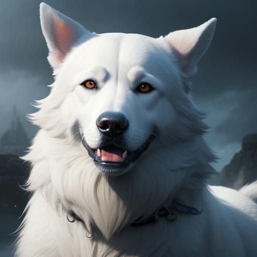 Mystical Neon Dog Portrait in Fantasy Art Style