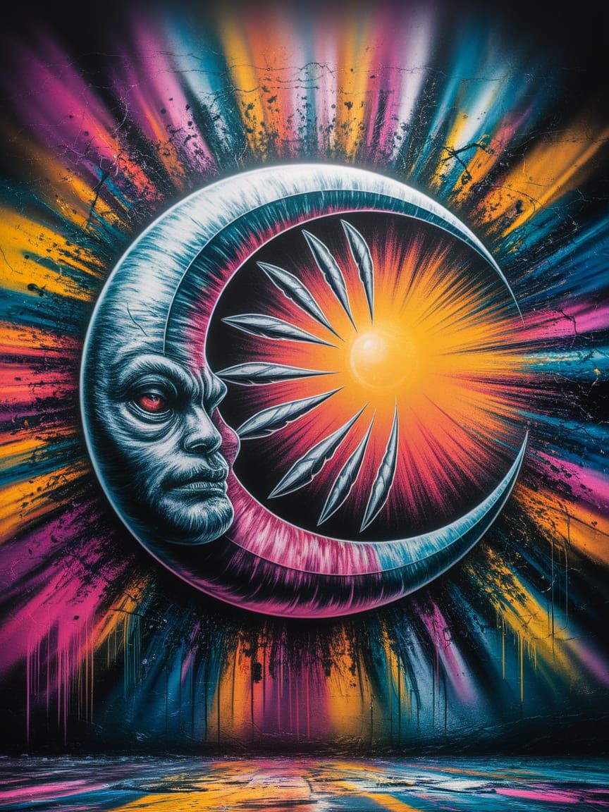 Graffiti Crescent Moon with Claw Marks