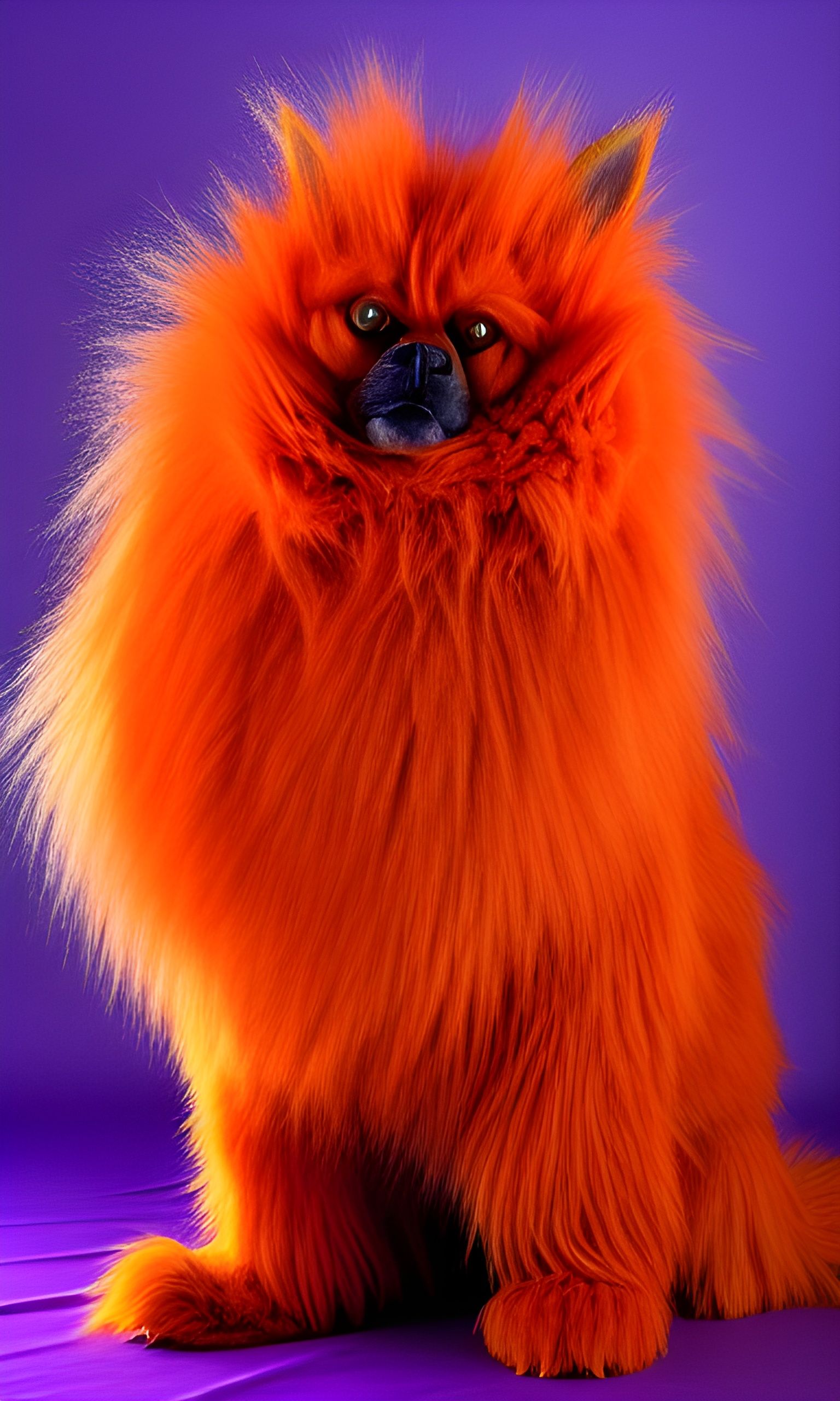 Orange Fur Monster in Purple Room