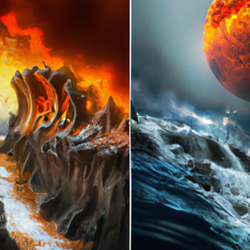 Fantastical Space, Lava, Water, and Rock Composition