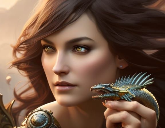 Woman with Dragons: Hyperdetailed Fantasy Portrait