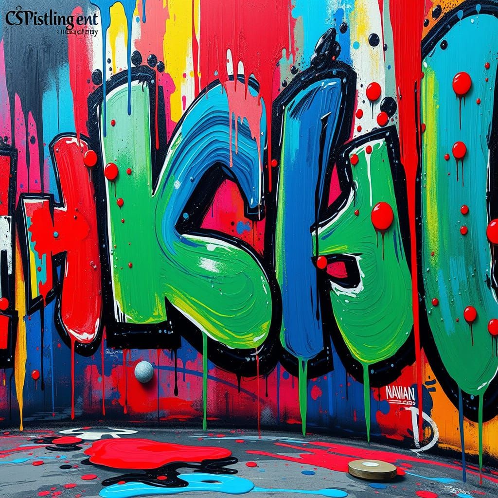 Vibrant Graffiti Art Scene with Polychromatic Brushstrokes