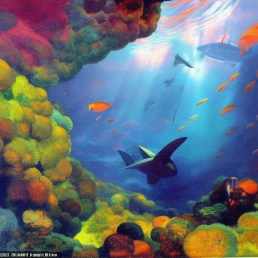 Ancient Greek Nuclear Submarine Underwater View