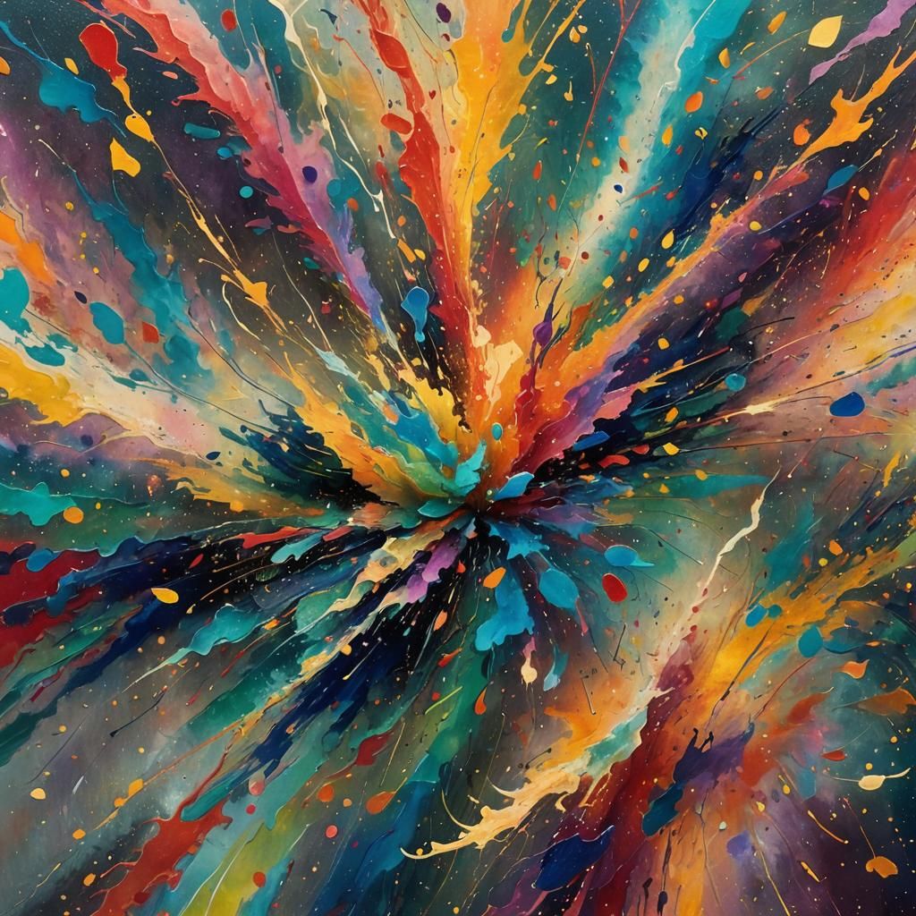 Abstract Rainbow Glitter Sparks in Expressionist Style