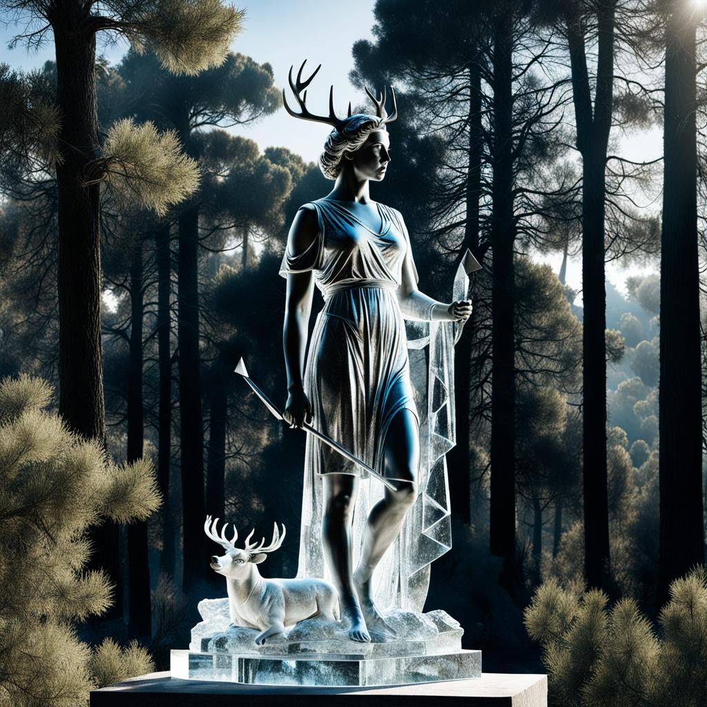 Crystal Diana the Huntress in Forest Setting