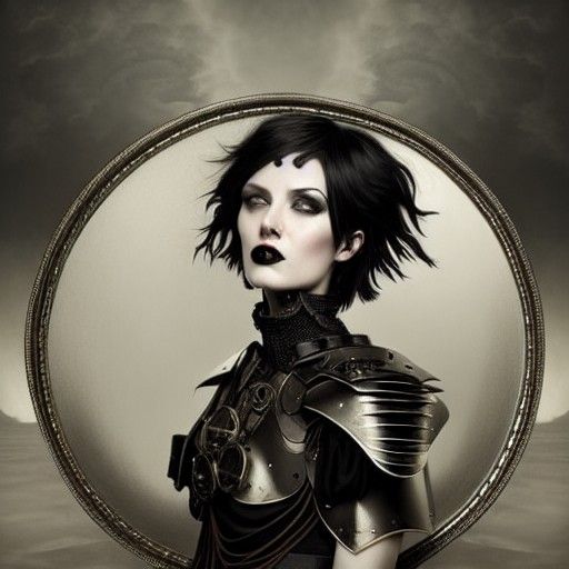 Gothic Woman in Steampunk Medieval Armor