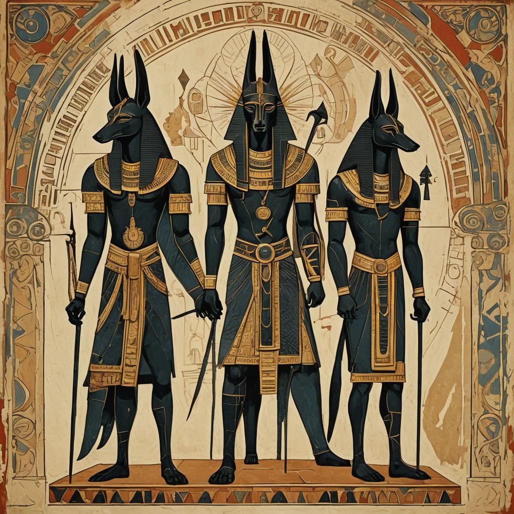 Anubis Oversees Judgement in Old Russian Style