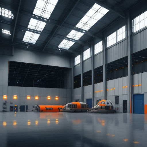Spaceship Restoration in a Futuristic Hangar