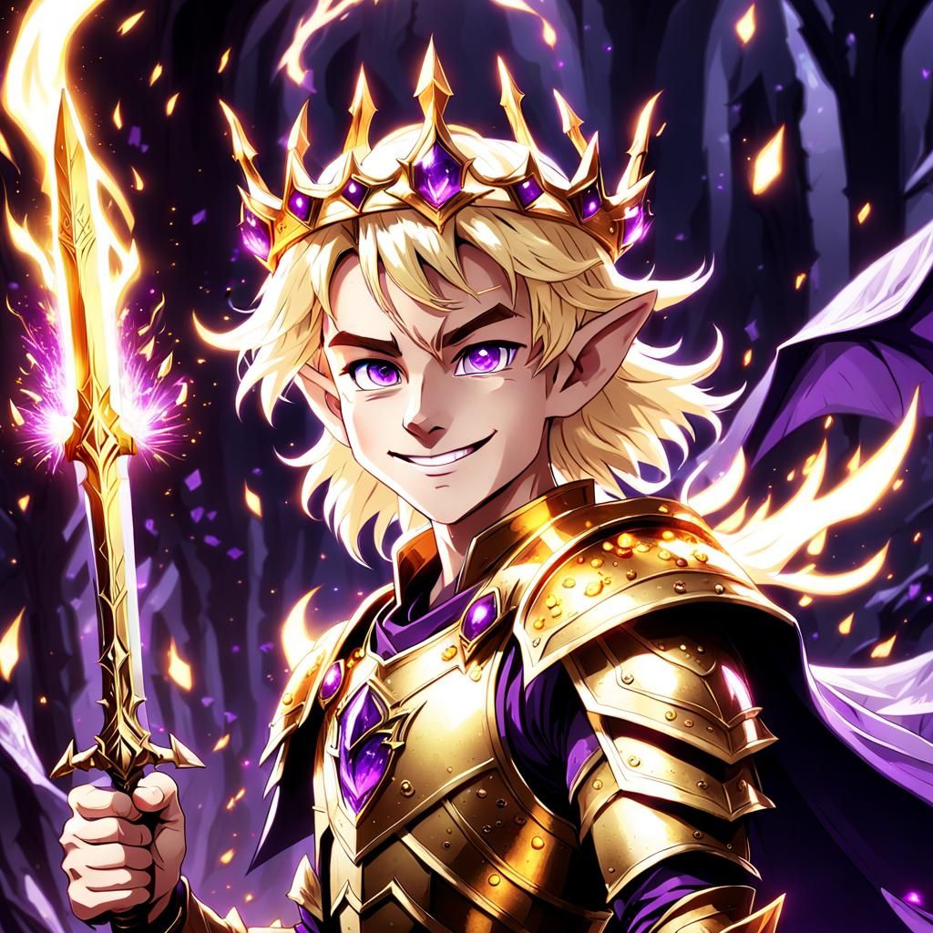Elven Emperor Boy with Dragon, Anime Style