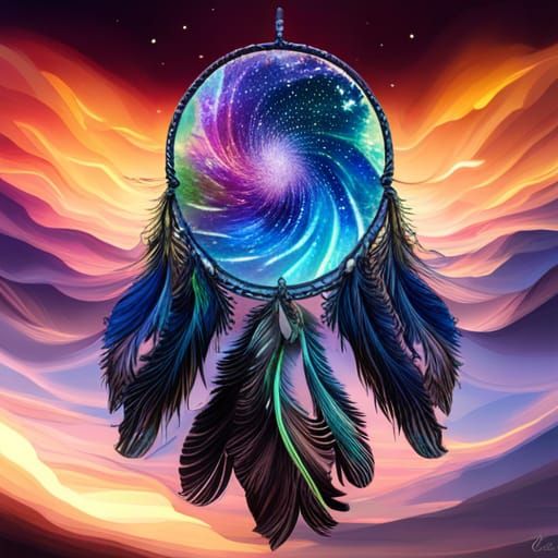 Iridescent Dreamcatcher in a Starry Galaxy