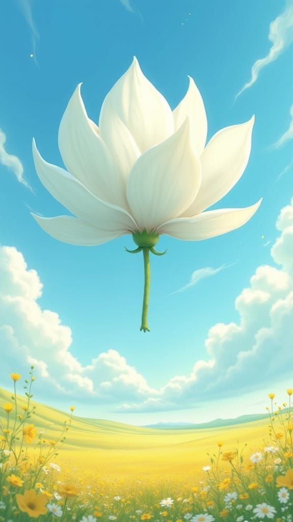 Giant Magnolia in Mystical Field, Animated Style