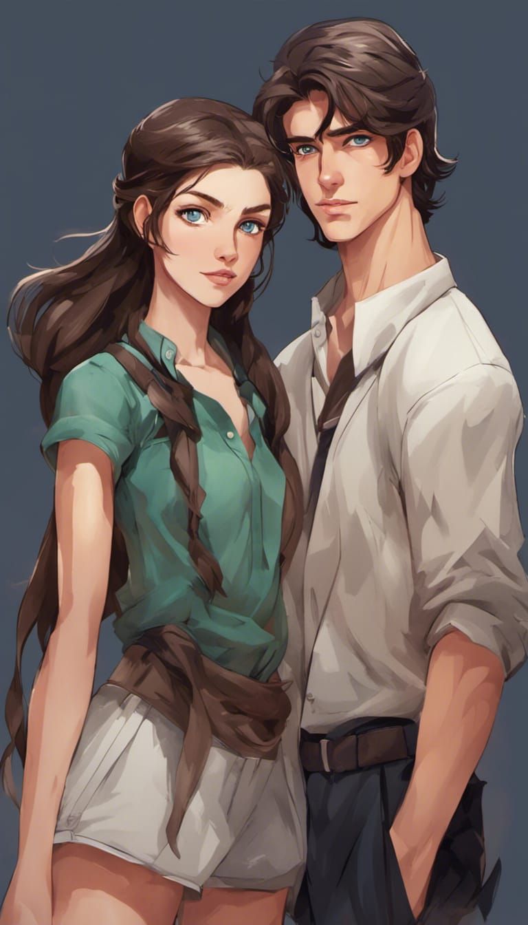 Teen Couple Portrait in Hyperrealistic Style