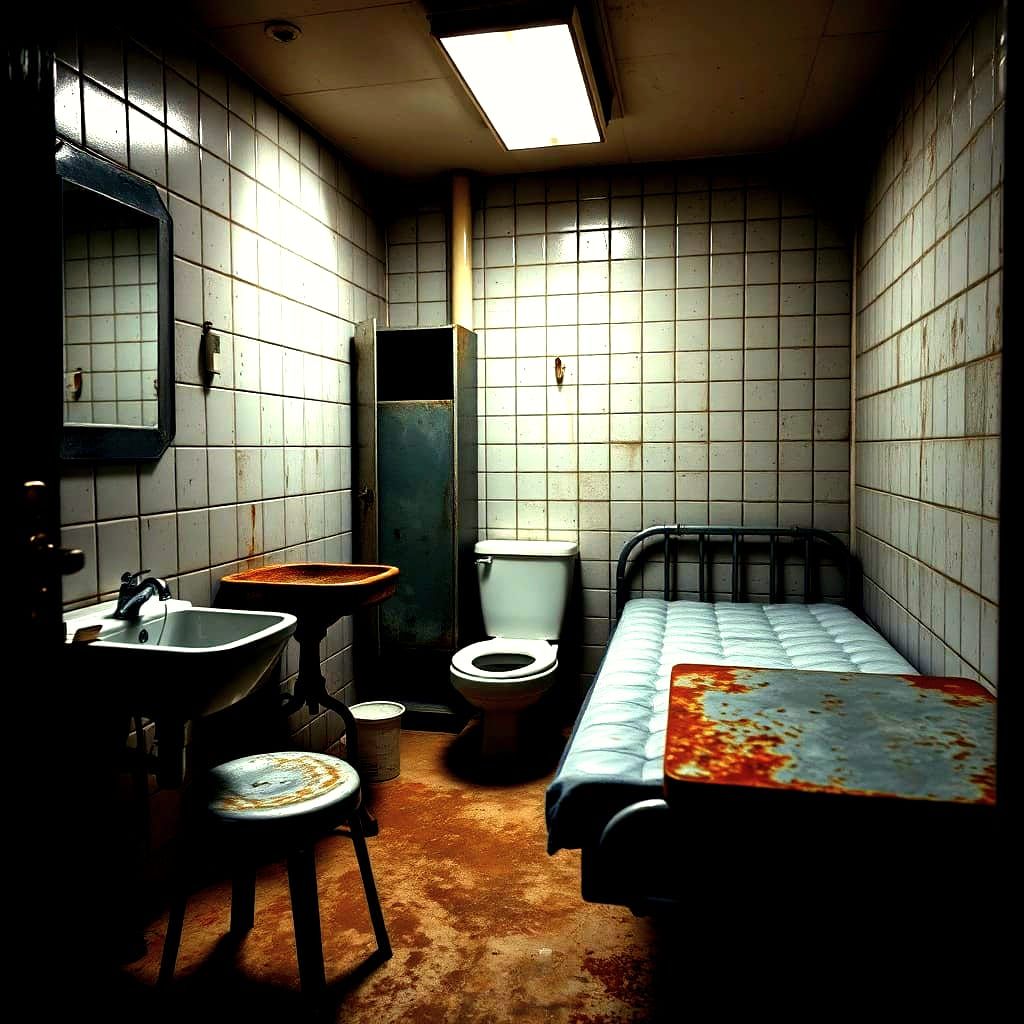 Claustrophobic Metal Room: Isolation and Despair