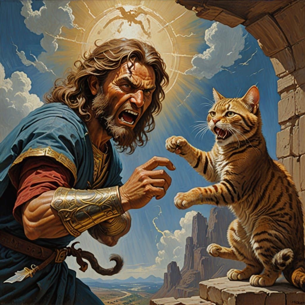 God argues with Man.