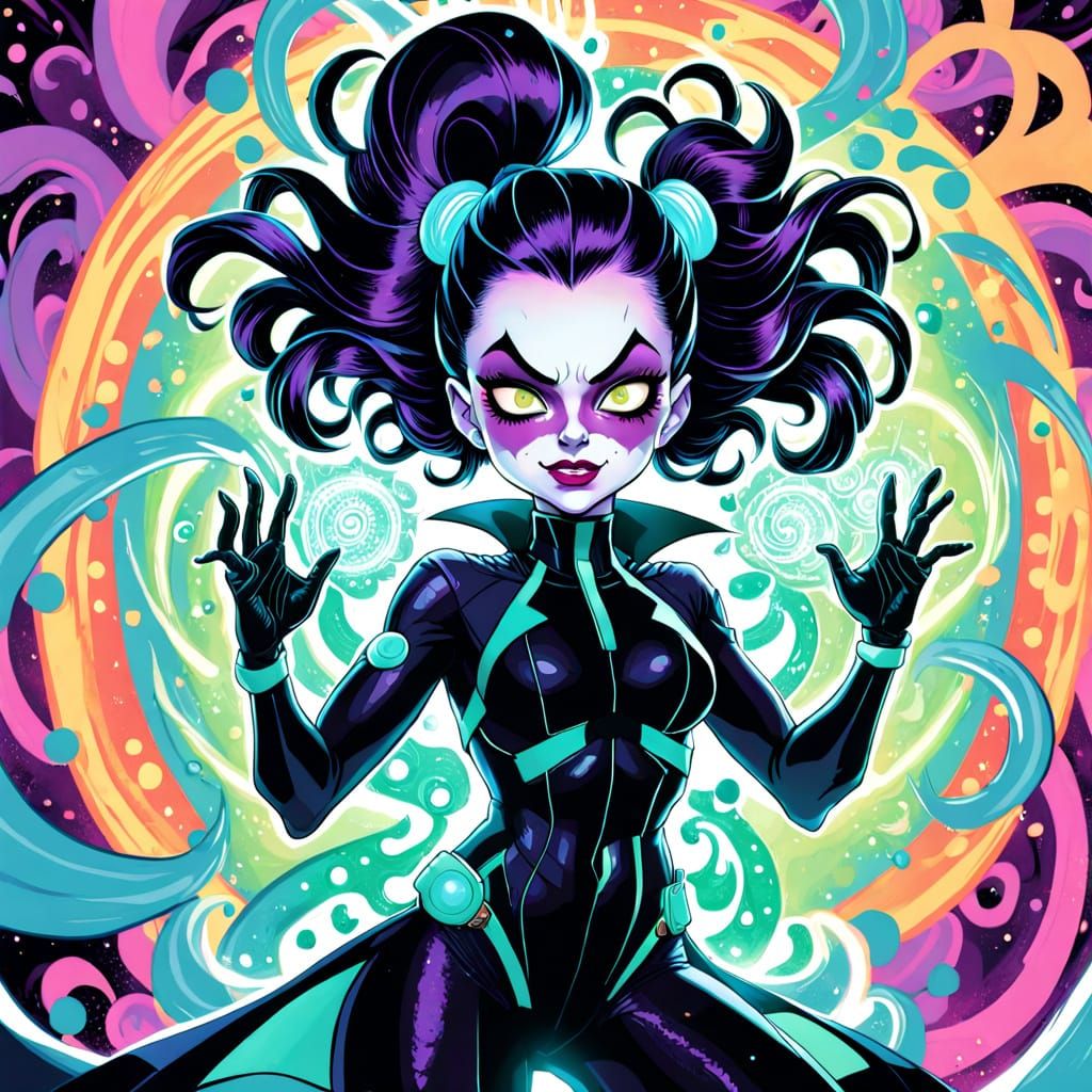 Madame Mayhem: Emotion Control in Neon Oil Ink