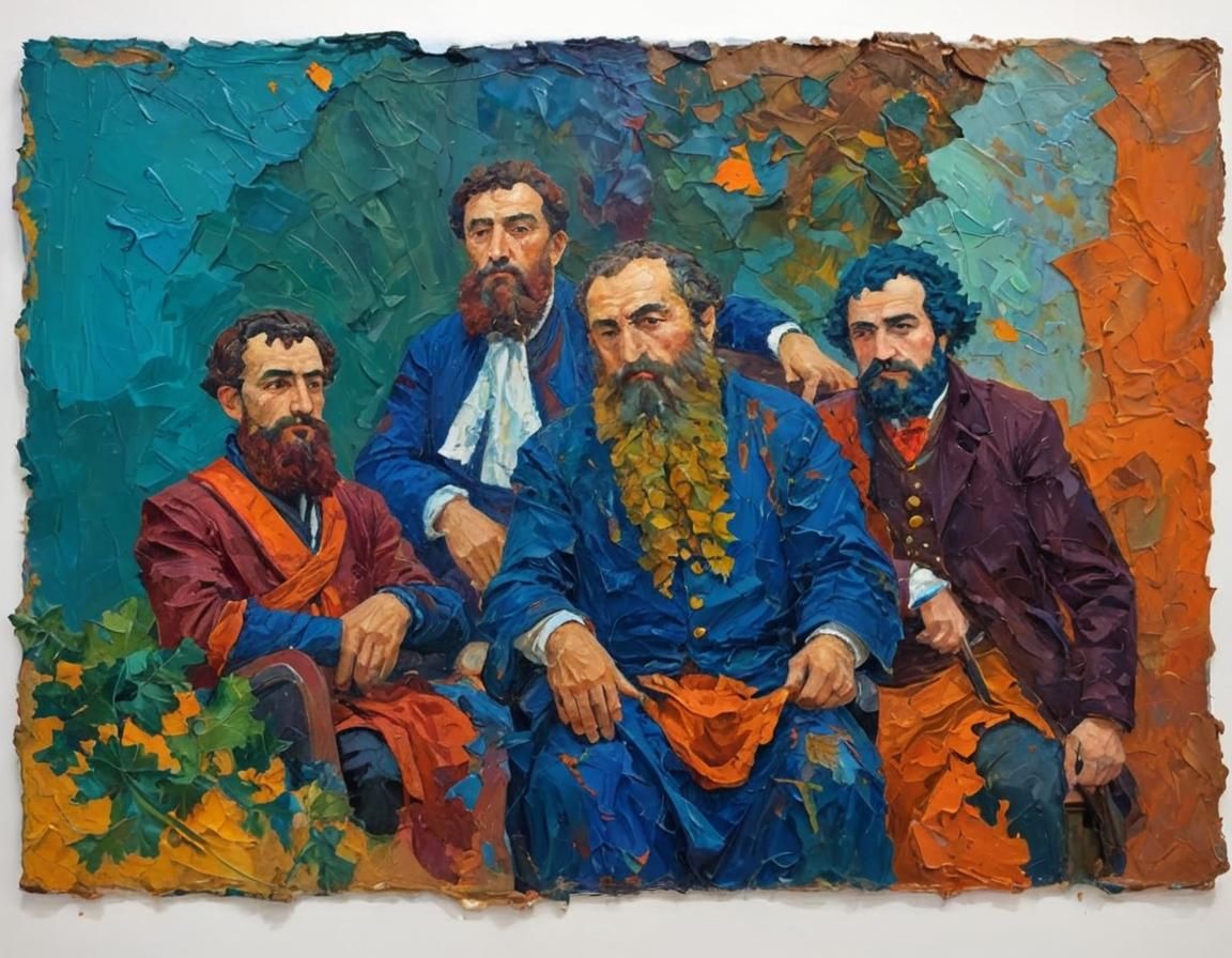 Destroyed Georgian Aristocrats in Expressionist Oil Painting
