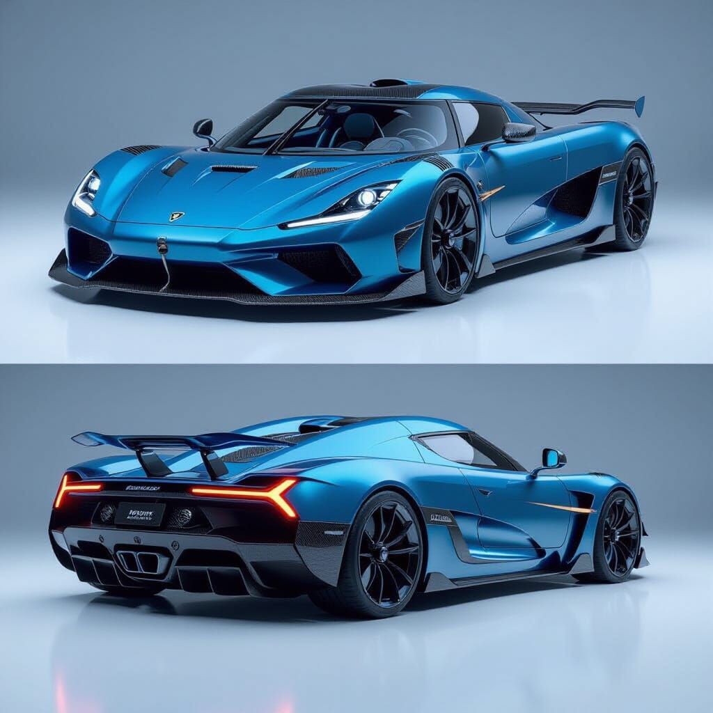 Futuristic Hypercar: Koenigsegg Jesko Front, Lamborghini Rea...