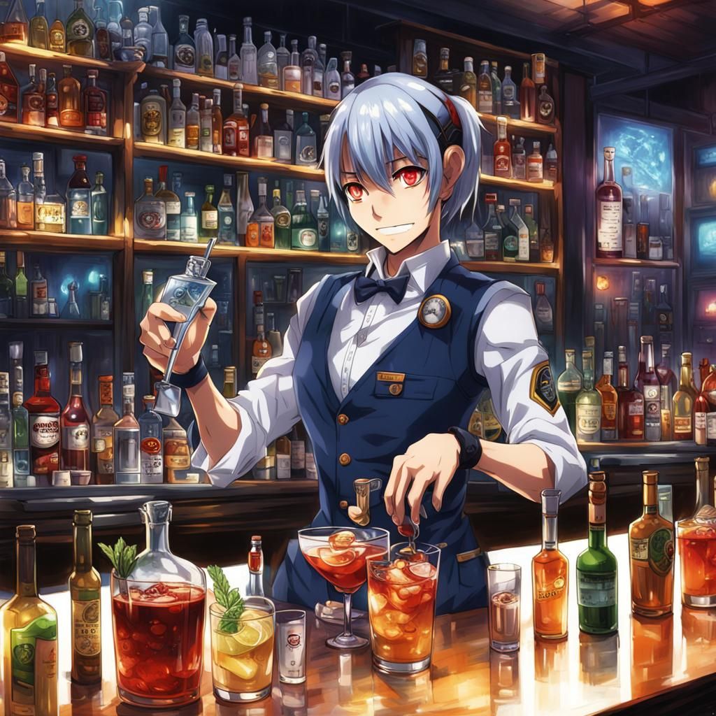 Anime Style Cyborg Bartender