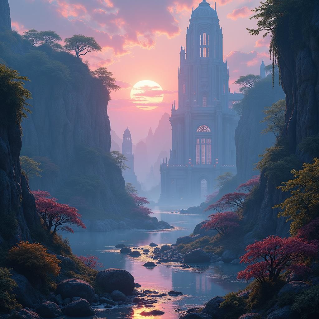 Dreamlike Infinite Landscape in a Matte Painting Style