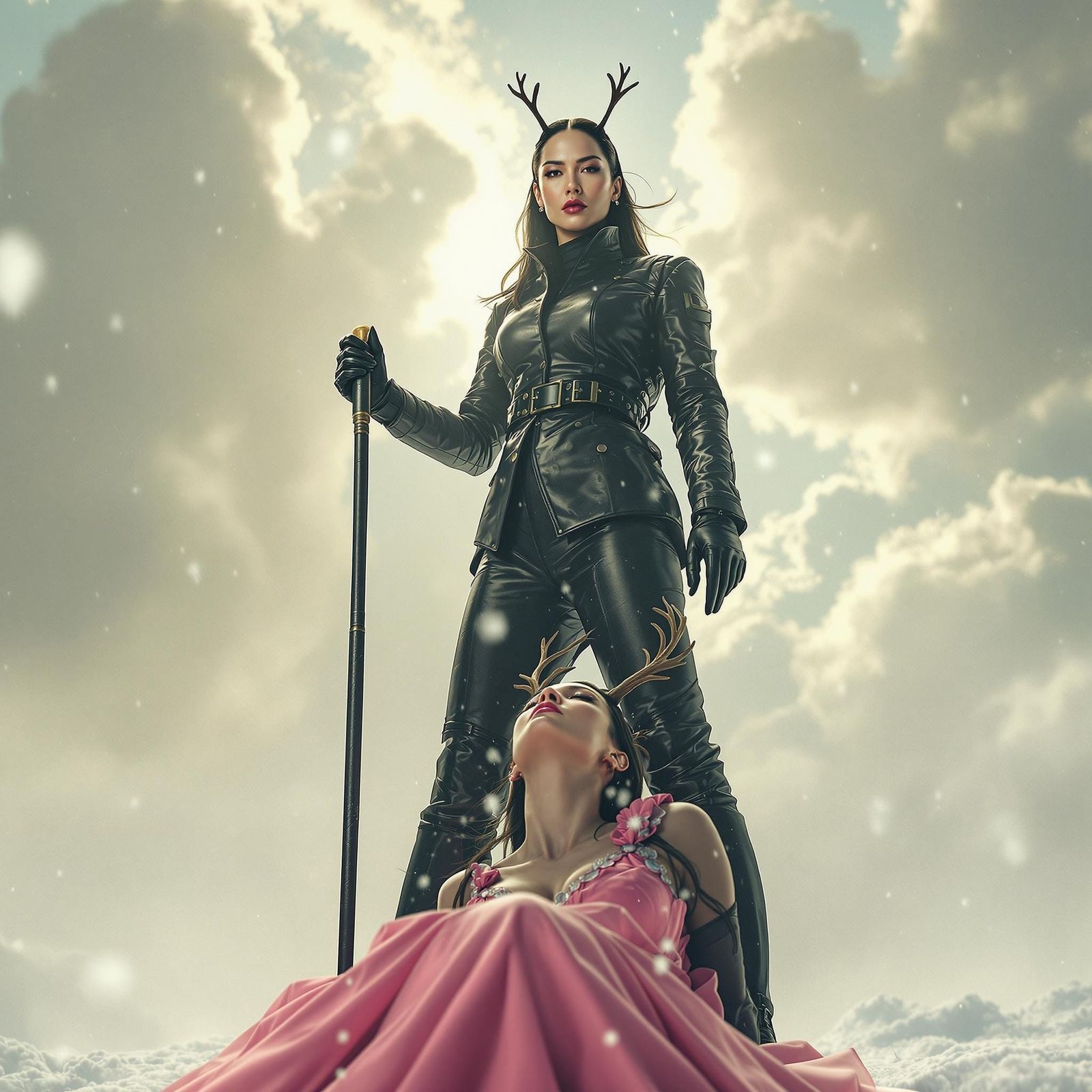 Lucy Liu in Black Leather Guard Uniform Dominates a Surreal....