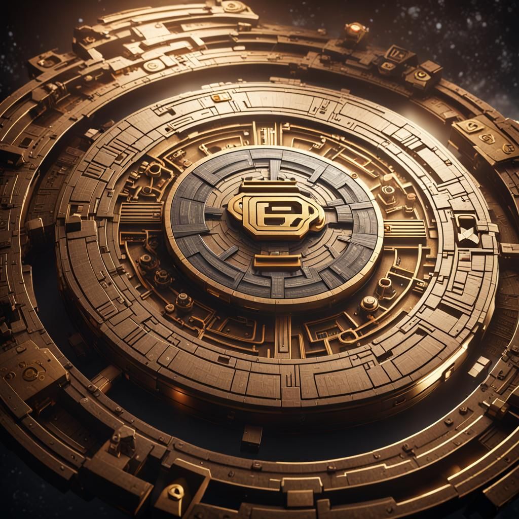 Detailed Cipher Disk in 3D Game Cinematic Style