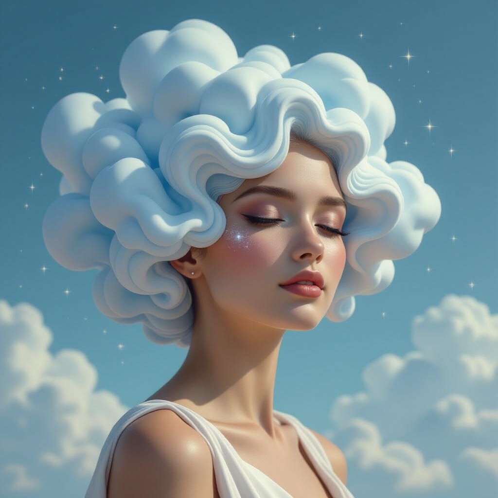 Ethereal Woman Portrait in Dreamy Airbrush Art