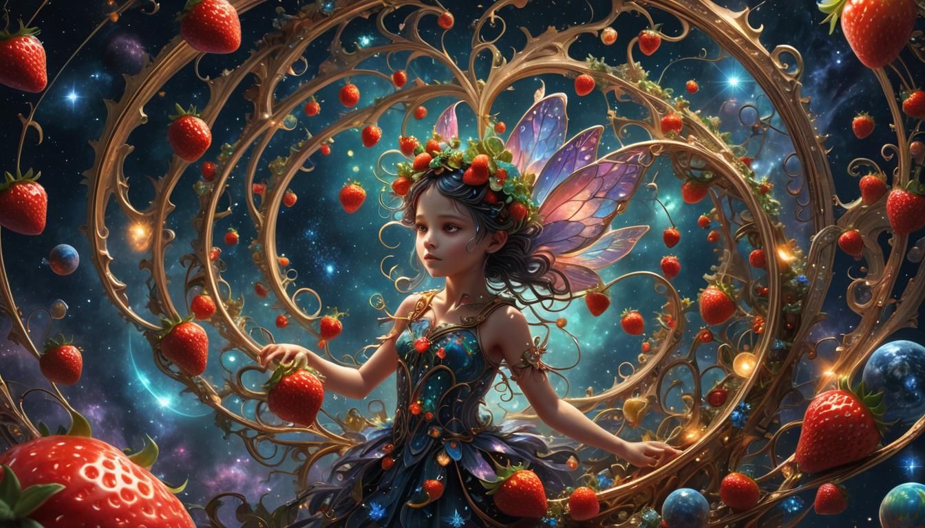 Astral Galaxy with Fairy and Fibonacci Spirals