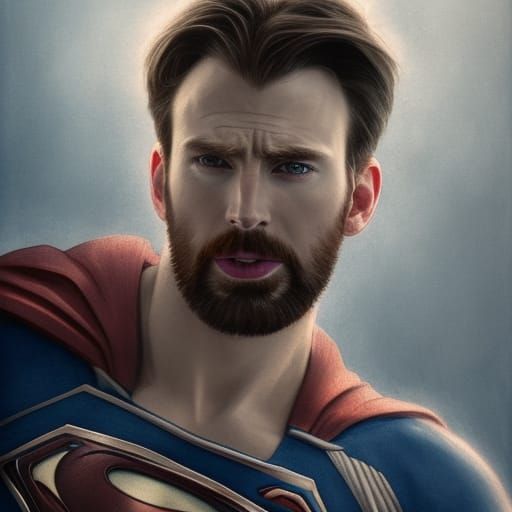 Superman Portrait in Watercolor Style