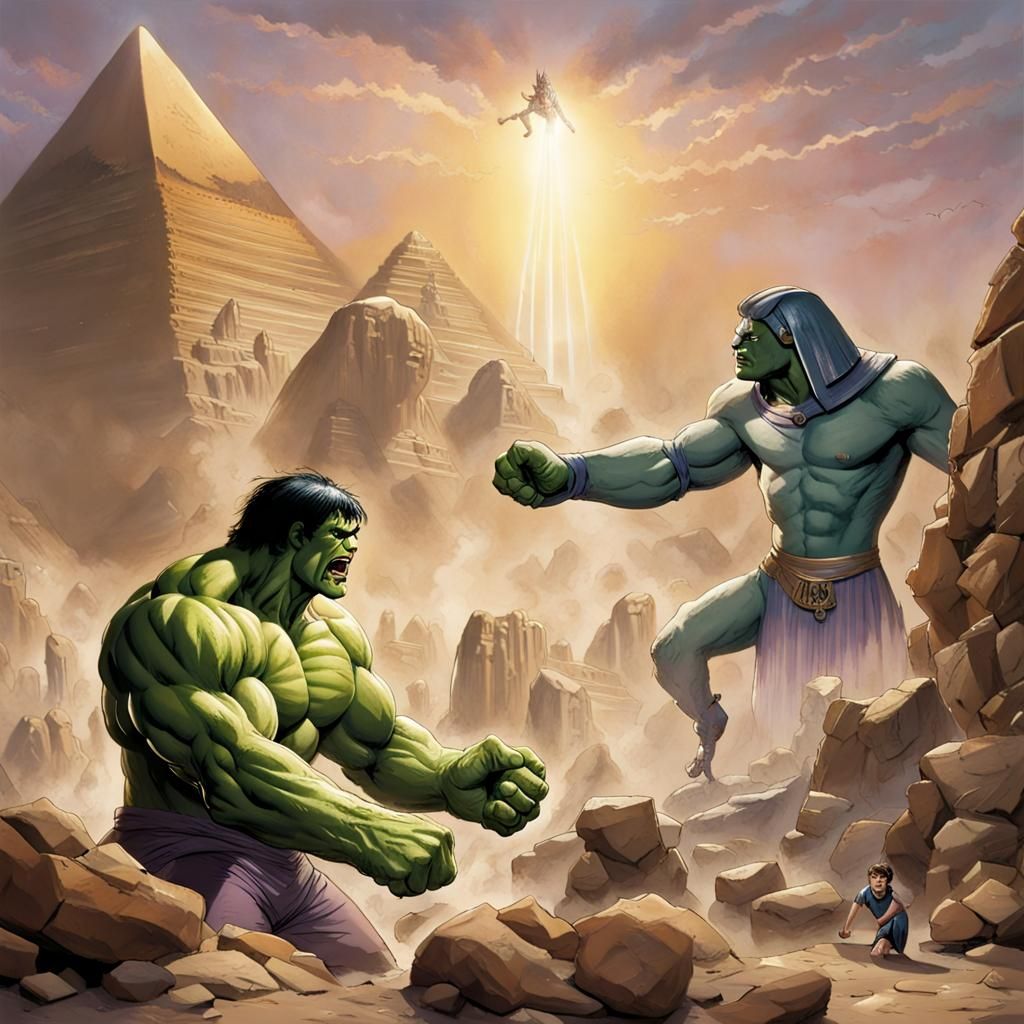 Hulk Battles the Sphinx of Egypt