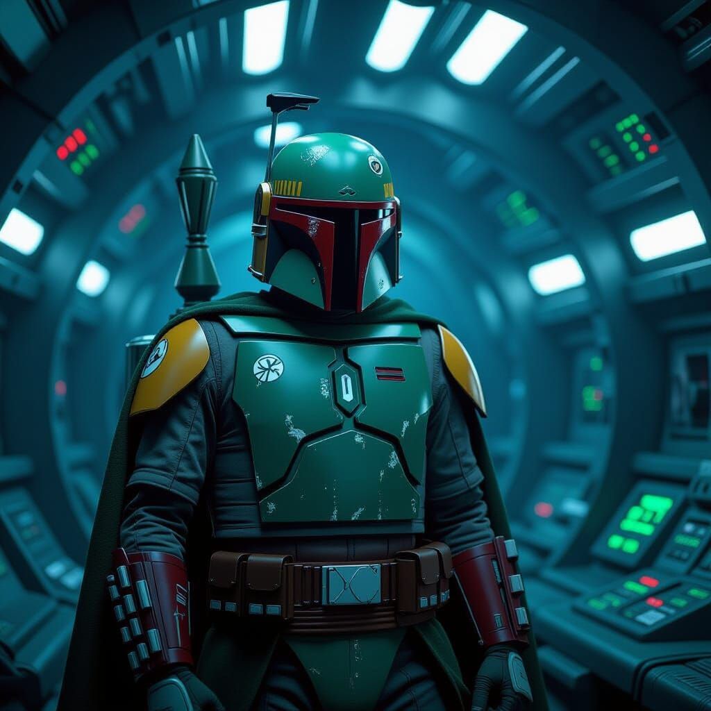 Boba Fett in Slave I Cockpit with Cinematic Lighting