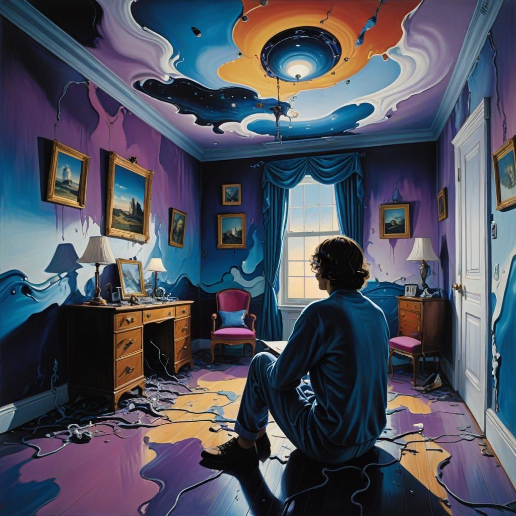 Surrealist Teenager Lost in Melting Bedroom