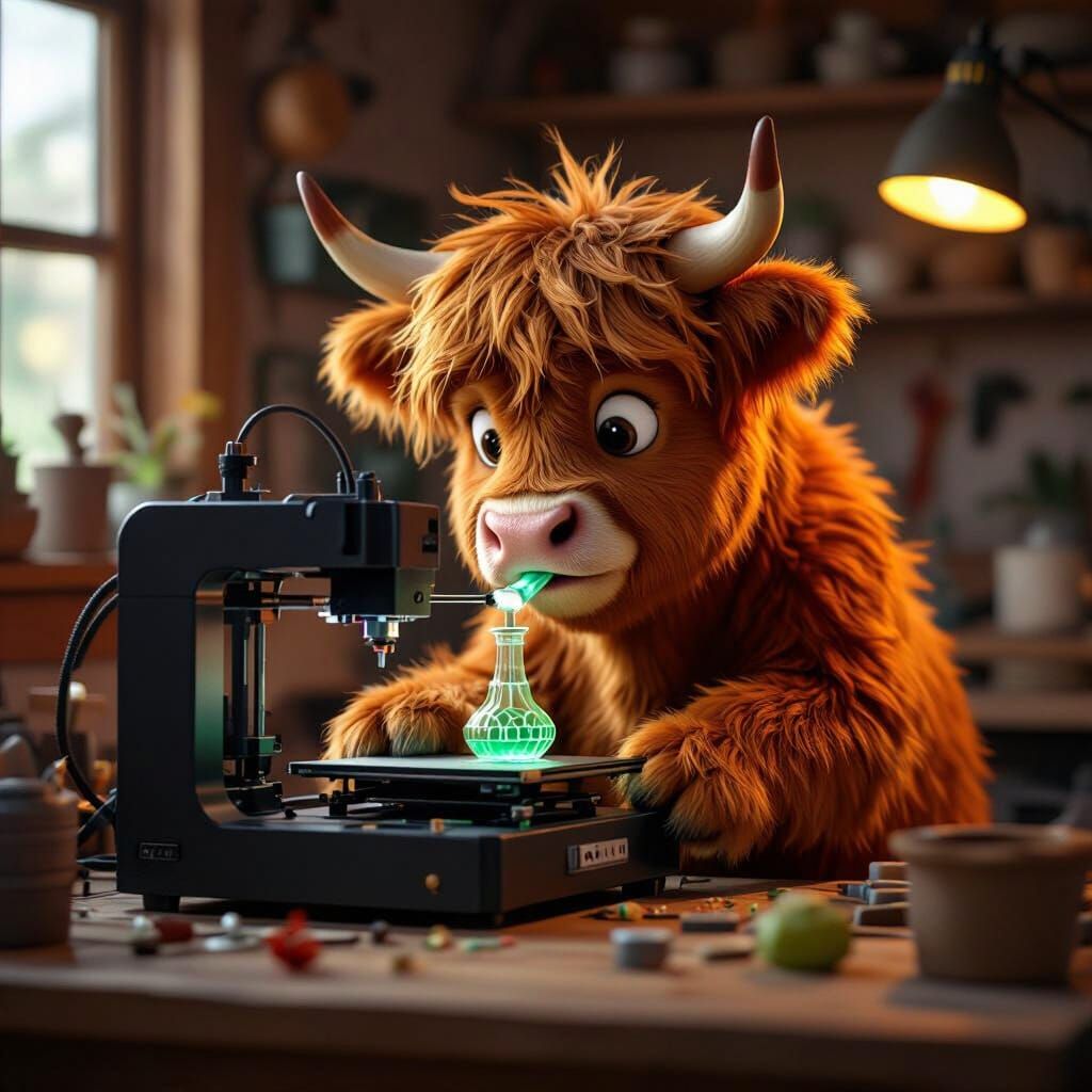 Fluffy Highland Cow Crafts Bong Filter with 3D Printer