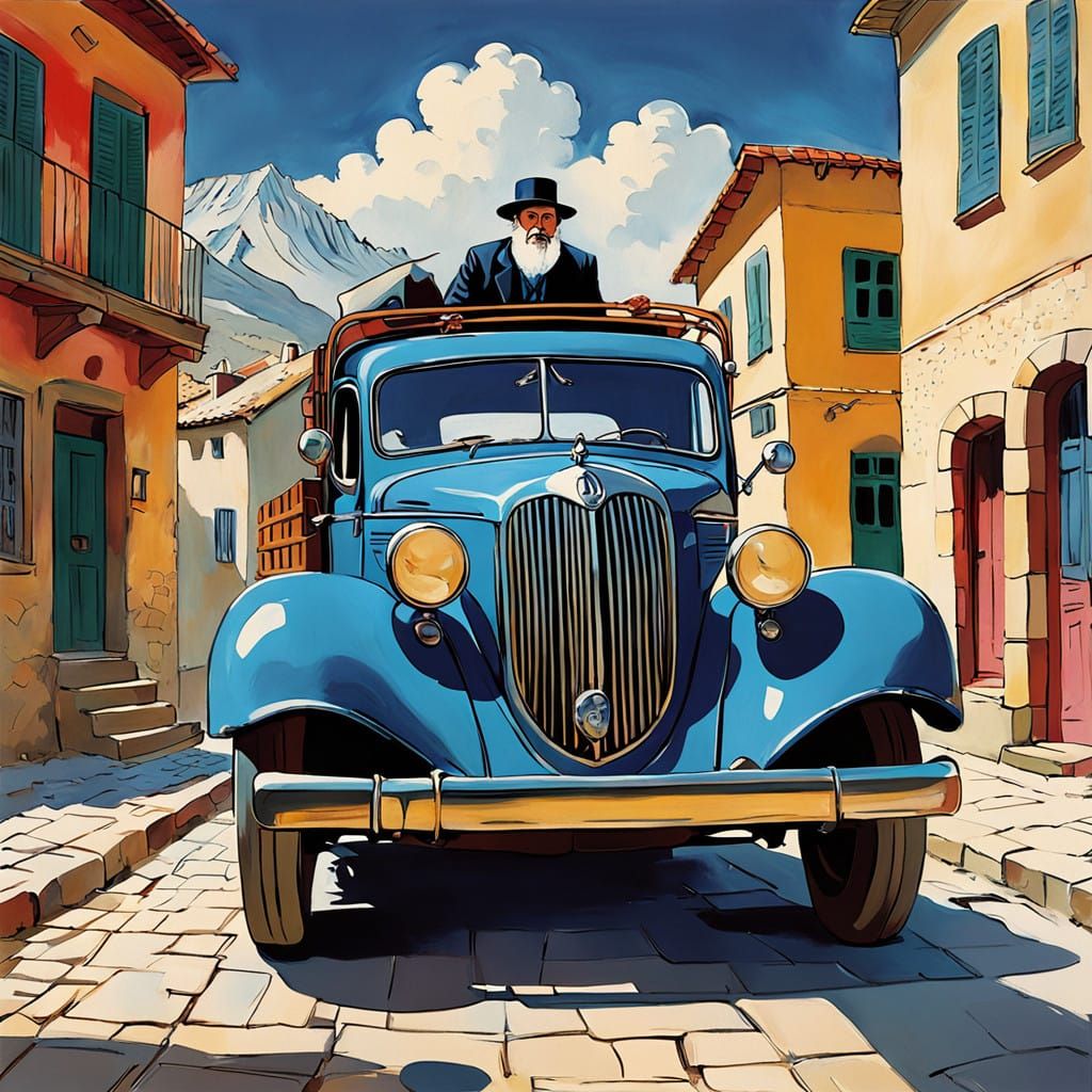 Vibrant Hasidic Gentleman Embarks on Whimsical Road Trip