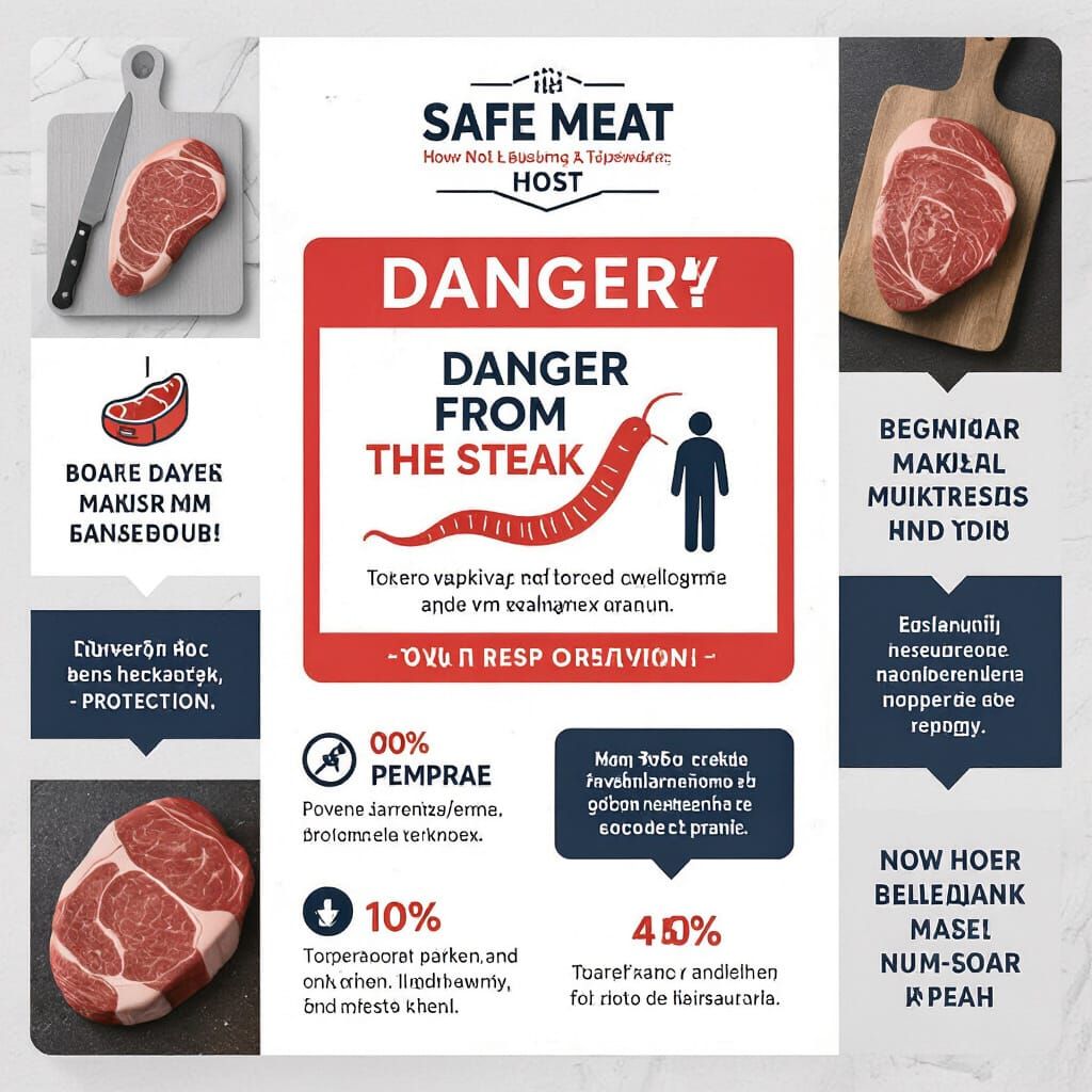 Safe Meat Poster Design: Prevent Tapeworm Infection