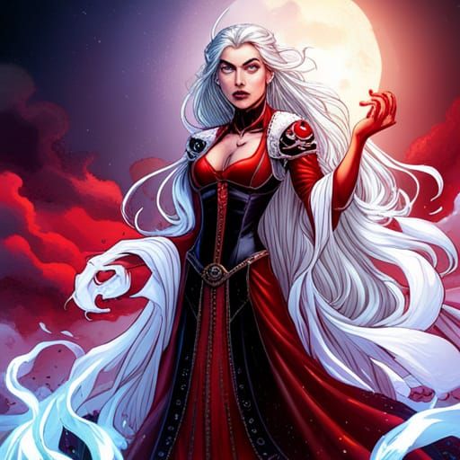 High Gothic Vampire Princess in Crimson Robe