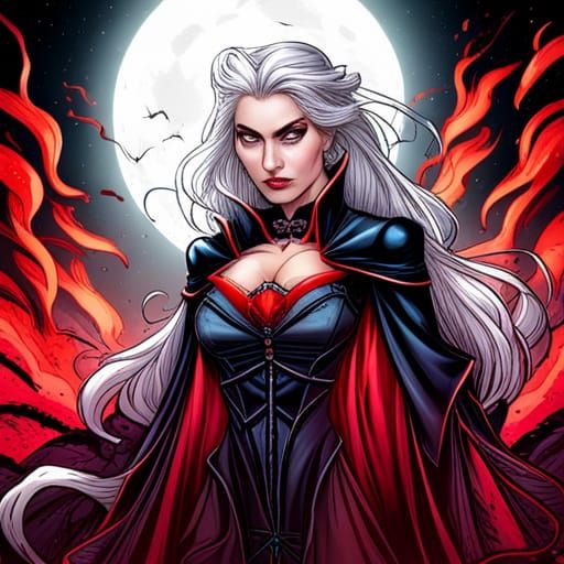 Gothic Vampire Princess in Comic Book Art