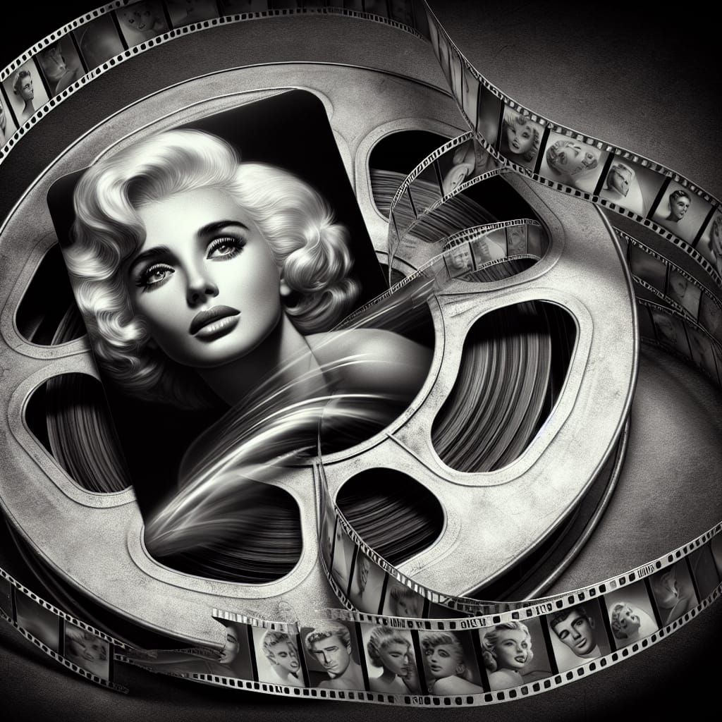 Vintage Film Reel with Marilyn Monroe in HDR
