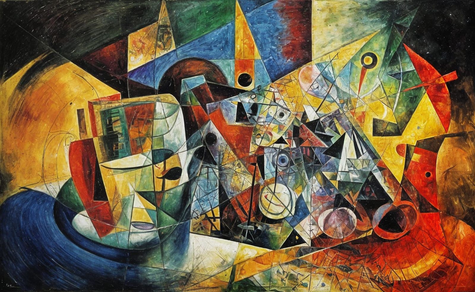 Biopunk Figure in Geometric Psychedelic Art Style