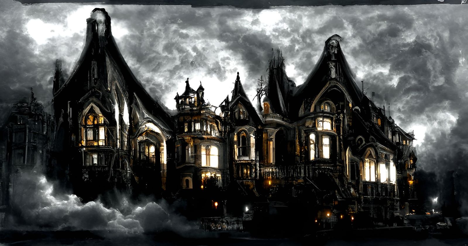 Terrifying Haunted Victorian House in Gothic Horror Style