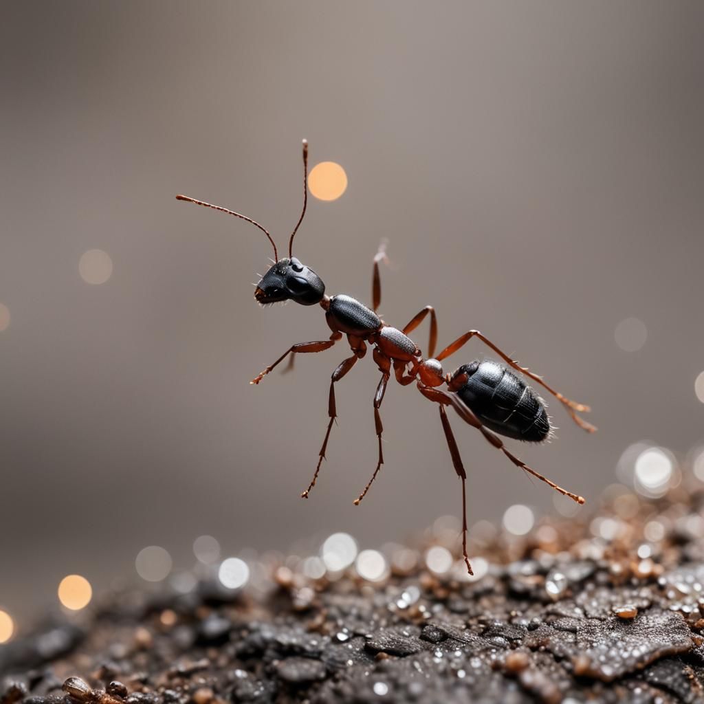 Person Riding an Ant in Professional Photography Style