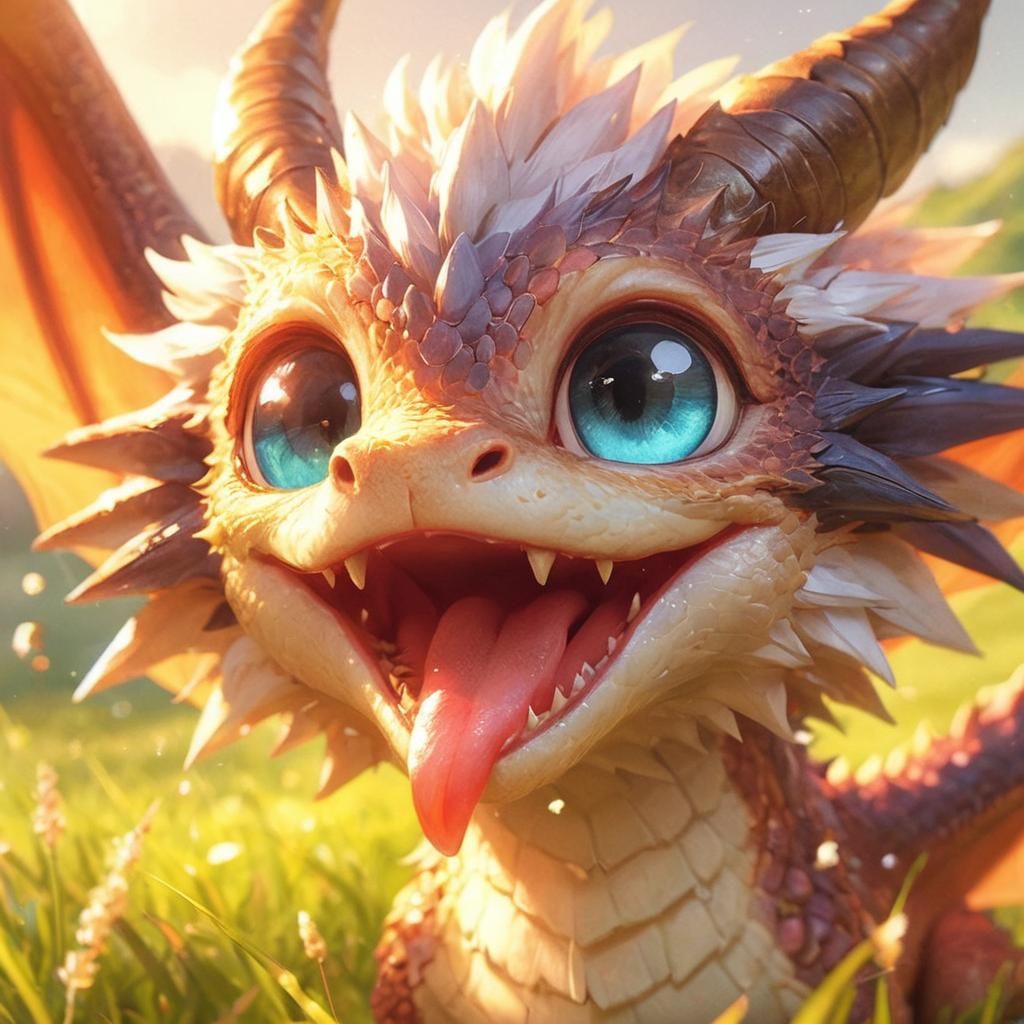 Adorable Mythical Dragon in Anime Style