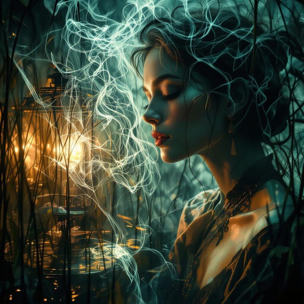 Serene Monk in Surreal Marshland