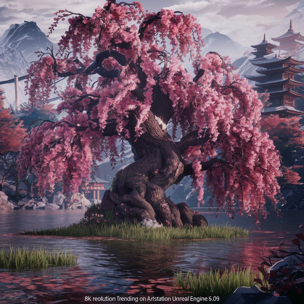 A beautiful ancient sakura tree.