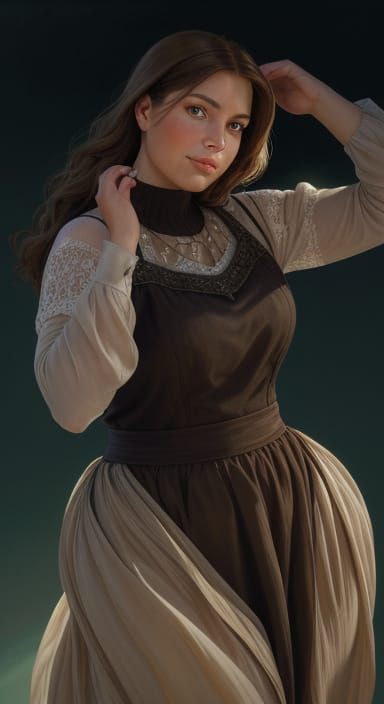 Sensual Woman in Warm, Golden Light, Rembrandt-Inspired Port...