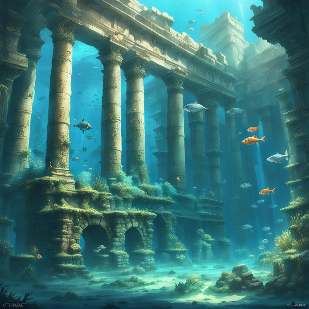 Atlantis Ruins in Detailed 3D Anime Style