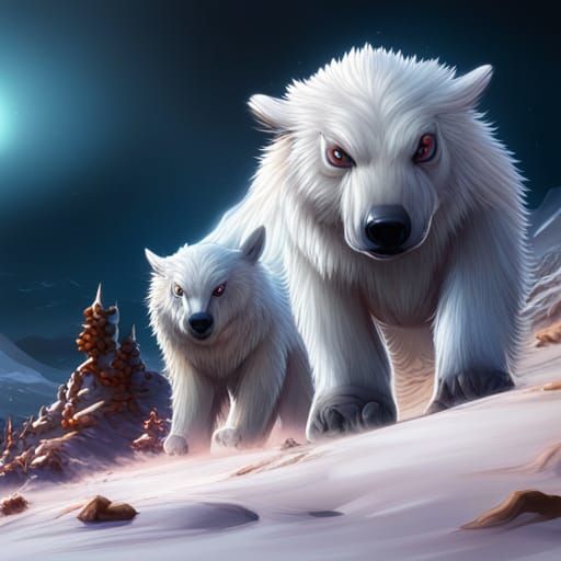Gabumon Polar Bear: Detailed Fantasy Concept Art
