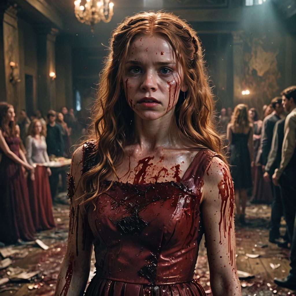 Carrie White in a Blood-Stained Prom Dress