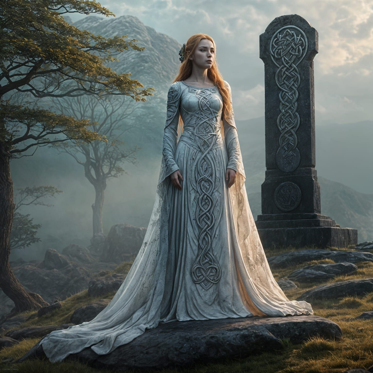 Banshee Near Celtic Marker: 3D Anime Art