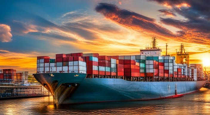 Container Ship at Bangkok Port: Hyperrealistic HDR Image
